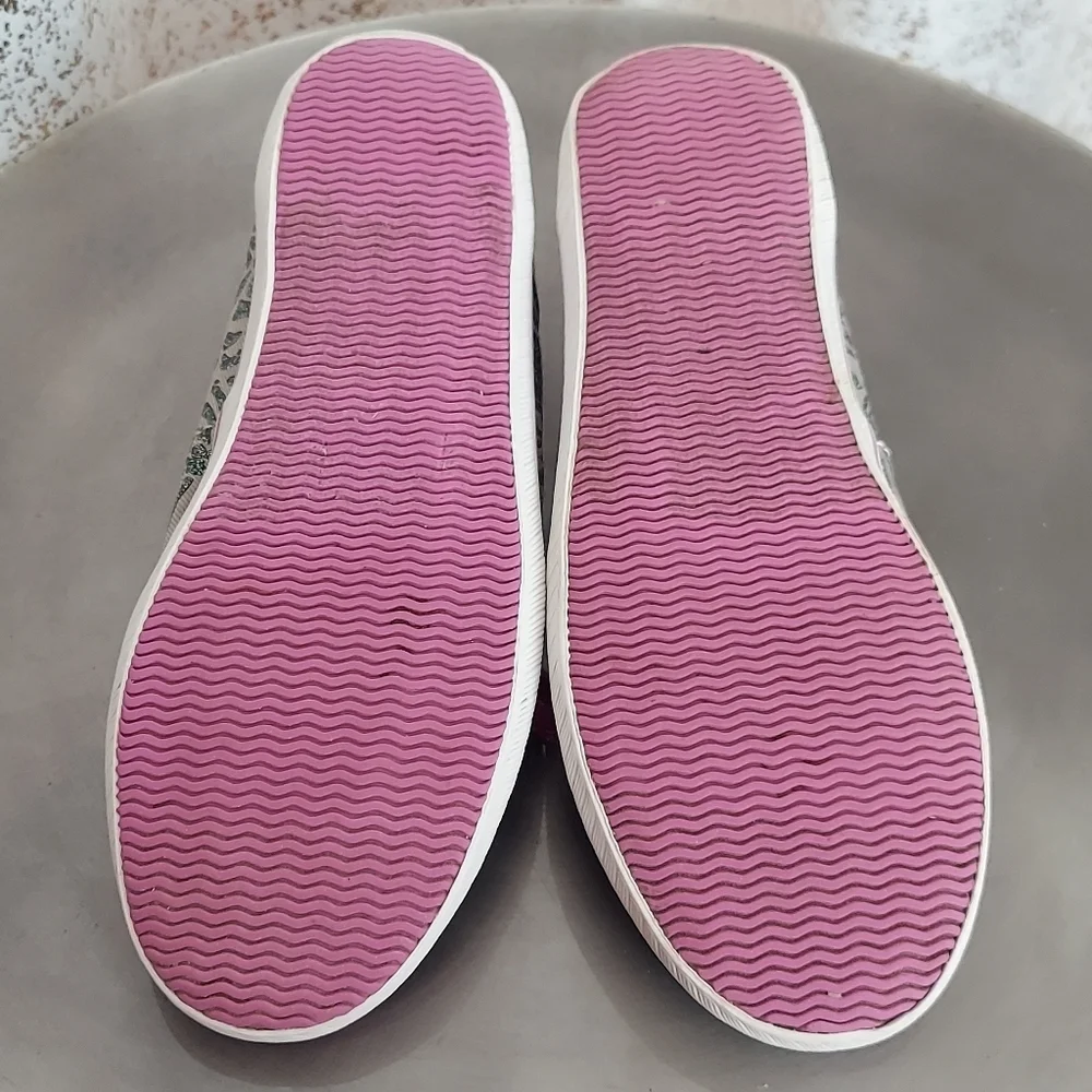 SPERRY Girls Top Side Cruiser Sparkly Finish in a Zebra Grey Pink Colorway Sz 2